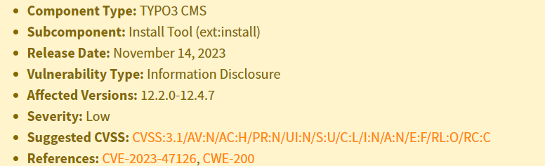 information disclosure update
