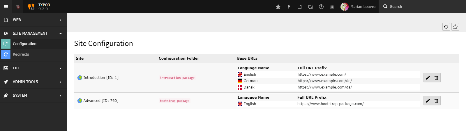 Click-based Multilingual and Multisite